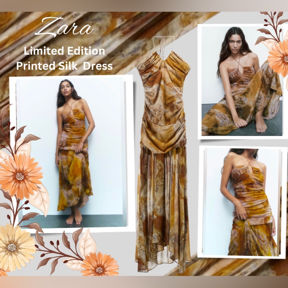 Zara Limited Edition Printed Silk Dress